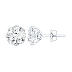 1.9 Carat Round Cut Cubic Zirconia Solitaire Stud Earrings in Silver