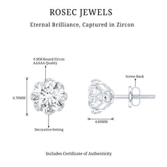 1.9 Carat Round Cut Cubic Zirconia Solitaire Stud Earrings in Silver