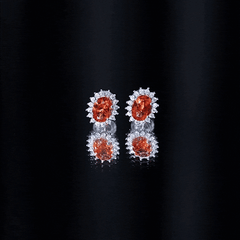 Lab Created 2 Carat Orange Sapphire Stud Earrings with Moissanite Halo
