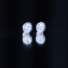 Genuine 2 Carat Moonstone and Diamond Halo Stud Earrings