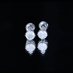 Ethiopian Opal Diamond Solitaire Stud Earrings