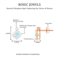 Ethiopian Opal Diamond Solitaire Stud Earrings