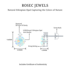 Ethiopian Opal Diamond Solitaire Stud Earrings
