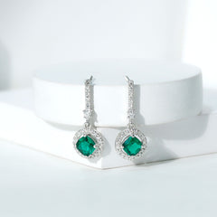 1.8 Carat Lab Grown Emerald Drop Earrings with Moissanite