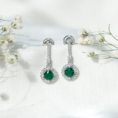 1.8 Carat Lab Grown Emerald Drop Earrings with Moissanite