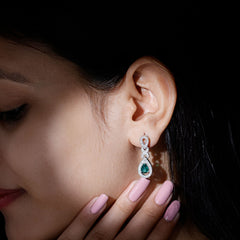 Lab Grown Emerald Wedding Dangle Earrings With Moissanite
