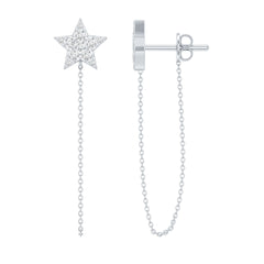 Certified Moissanite Star Chain Earrings For Women