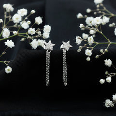 Certified Moissanite Star Chain Earrings For Women