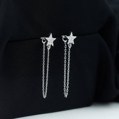 Certified Moissanite Star Chain Earrings For Women
