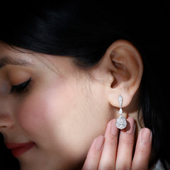 Moissanite Bridal Dangle Earrings in Silver