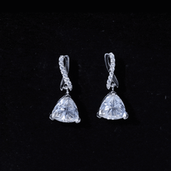 Certified 3 Carat Trilliant Cut Moissanite Infinity Drop Earrings