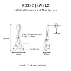 Certified 3 Carat Trilliant Cut Moissanite Infinity Drop Earrings