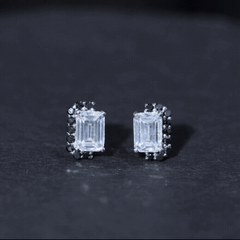 Certified 3.4 Carat Moissanite Stud Earrings with Lab Grown Black Diamond