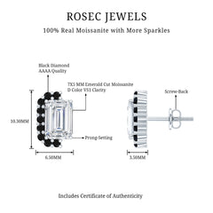 Certified 3.4 Carat Moissanite Stud Earrings with Lab Grown Black Diamond