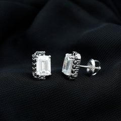 Certified 3.4 Carat Moissanite Stud Earrings with Lab Grown Black Diamond