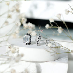 Certified 3.4 Carat Moissanite Stud Earrings with Lab Grown Black Diamond