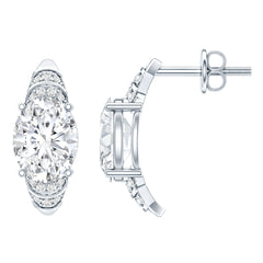Moissanite Art Deco Stud Earrings in 14K Gold Plated Silver