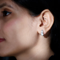 Moissanite Art Deco Stud Earrings in 14K Gold Plated Silver