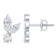 Certified Moissanite Playboy Stud Earrings in 14K Gold Plated Silver
