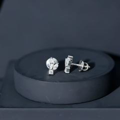 Certified Moissanite Playboy Stud Earrings in 14K Gold Plated Silver