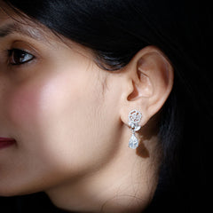 Pear Shaped 7X10 MM Moissanite Rose Flower Earrings for Wedding