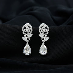 Pear Shaped 7X10 MM Moissanite Rose Flower Earrings for Wedding