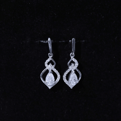 Certified 1 Carat Pear Shaped Moissanite Dangle Earrings for Wedding