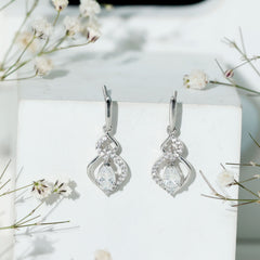 Certified 1 Carat Pear Shaped Moissanite Dangle Earrings for Wedding