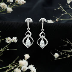 Certified 1 Carat Pear Shaped Moissanite Dangle Earrings for Wedding