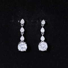 Certified 2.7 Carat Moissanite Dangling Earrings in Silver