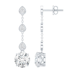 Certified 2.7 Carat Moissanite Dangling Earrings in Silver