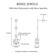 Certified 2.7 Carat Moissanite Dangling Earrings in Silver