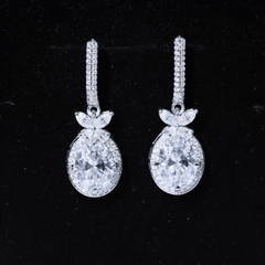 Certified 7X9 MM Oval Moissanite Wedding Drop Earrings with Screw Back