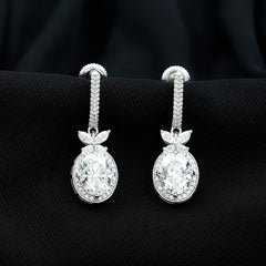 Certified 7X9 MM Oval Moissanite Wedding Drop Earrings with Screw Back