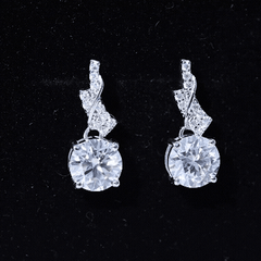 Certified Moissanite Designer Drop Earrings with Screw Back