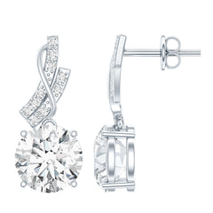 Certified Moissanite Designer Drop Earrings with Screw Back