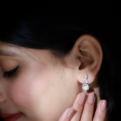 Certified Moissanite Designer Drop Earrings with Screw Back