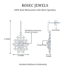 Certified Moissanite Statement Drop Earrings for Wedding