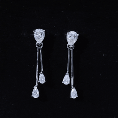 Certified Moissanite Bar Dangle Earrings in Sterling Silver