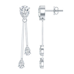 Certified Moissanite Bar Dangle Earrings in Sterling Silver