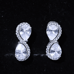 Designer Moissanite Infinity Stud Earrings with Screw Back