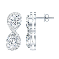 Designer Moissanite Infinity Stud Earrings with Screw Back