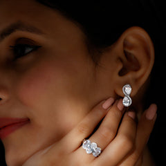 Designer Moissanite Infinity Stud Earrings with Screw Back