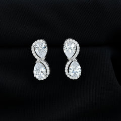 Designer Moissanite Infinity Stud Earrings with Screw Back