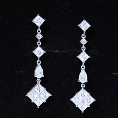 Certified Moissanite Wedding Dangle Earrings for Women