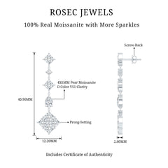 Certified Moissanite Wedding Dangle Earrings for Women