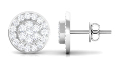 Natural Diamond Round Earrings with Screw Back