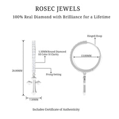 Certified Diamond Cross Drop Hoop Earrings