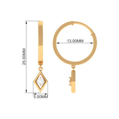 Minimal Diamond Drop Hoop Earrings with Certificate