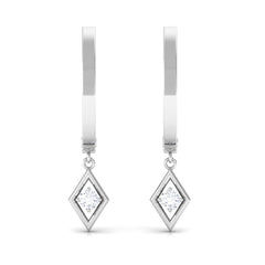 Minimal Diamond Drop Hoop Earrings with Certificate